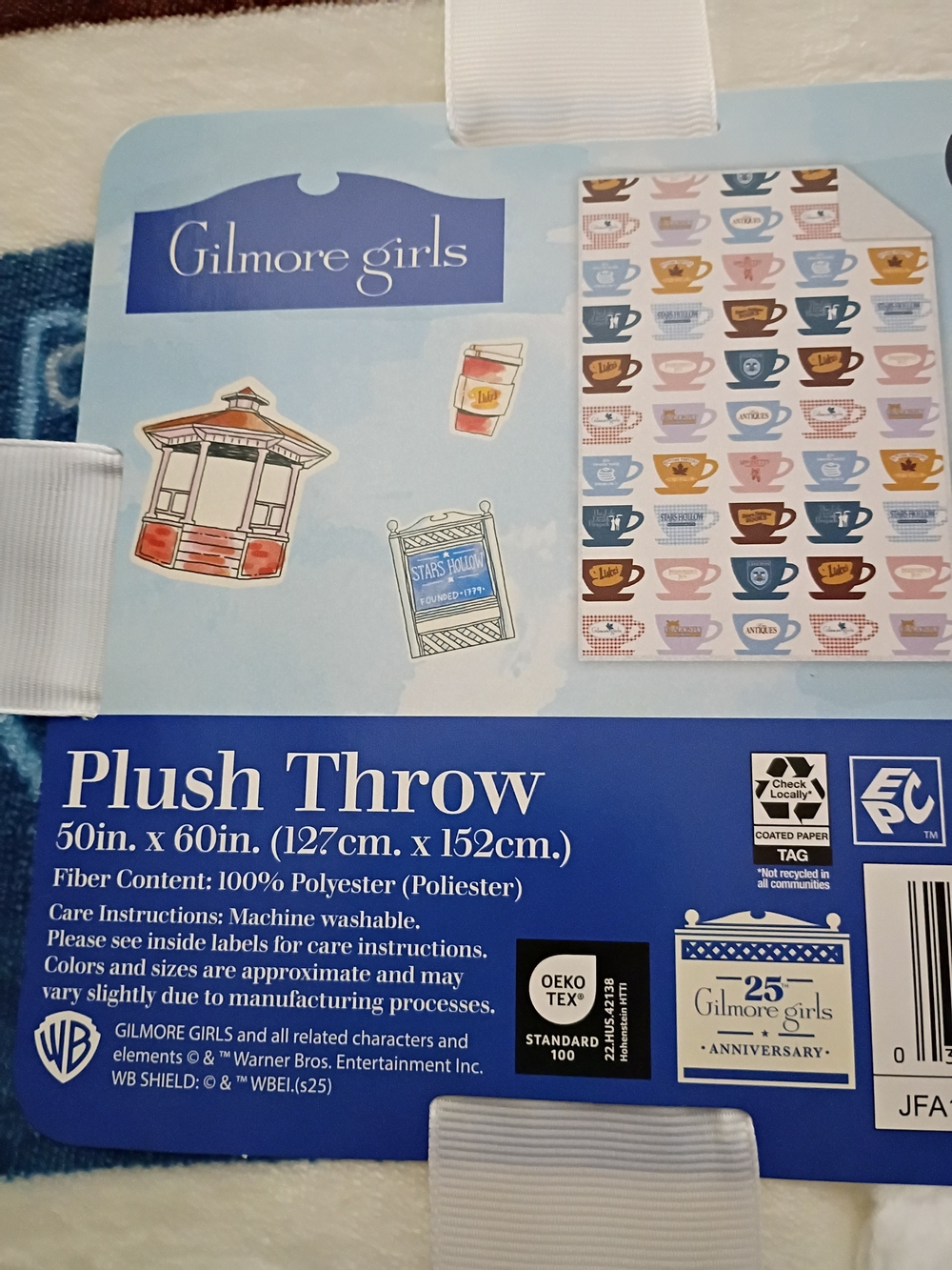 Gilmore Girls Plush Throw Blanket - Blue Coffee Cups Theme
